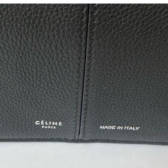 Celine Tri-Fold Black Grained Leather Shoulder Bag - Picture 2 of 16